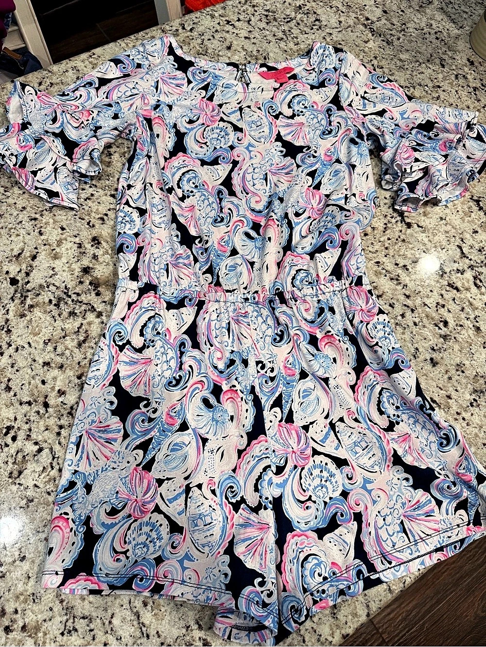 Lilly Pulitzer Lula Romper Paisley Mini Dress Blue & Pink Medium